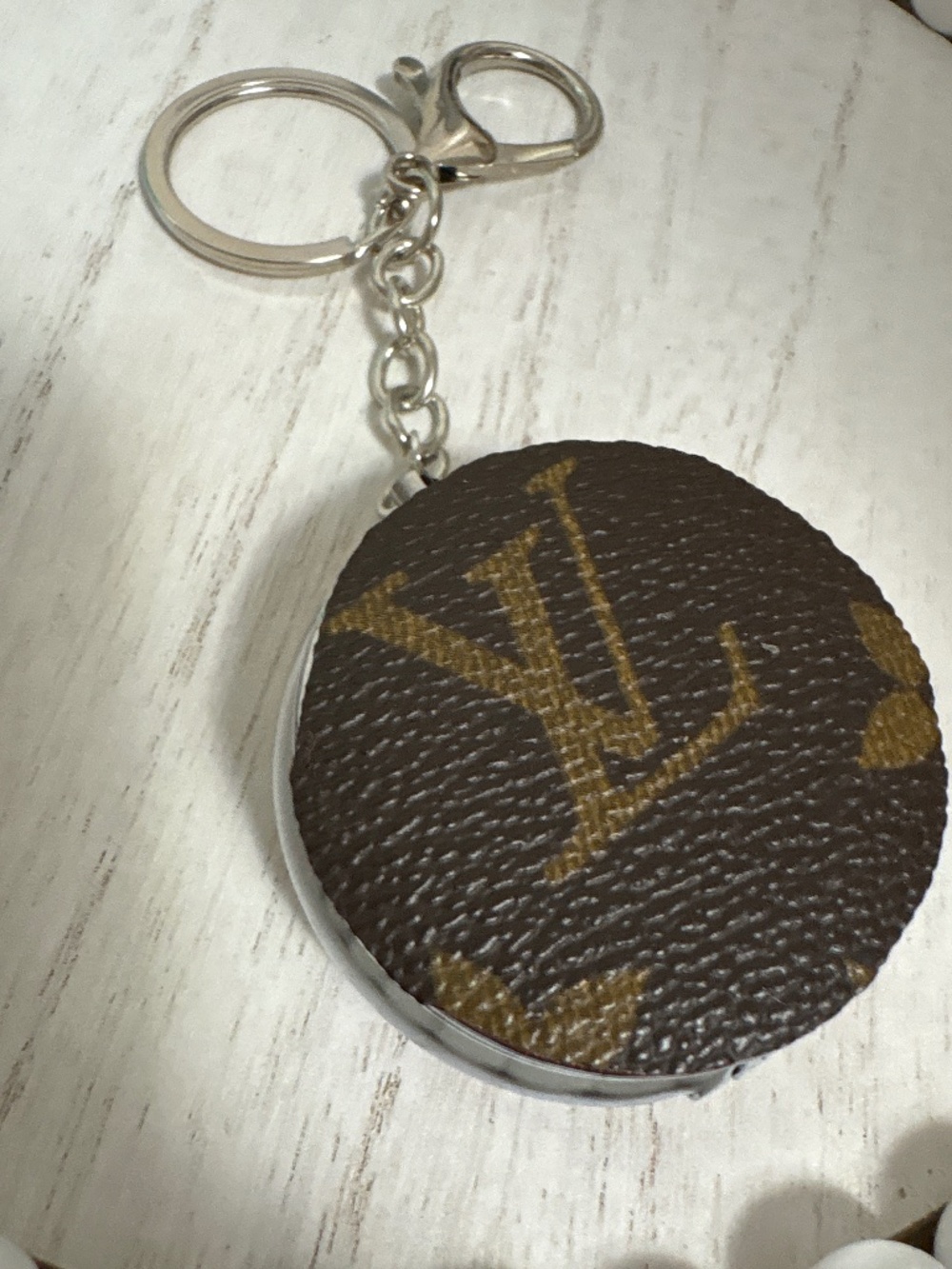 Upcycled LV Monogram Pill box keychain/bagcharm